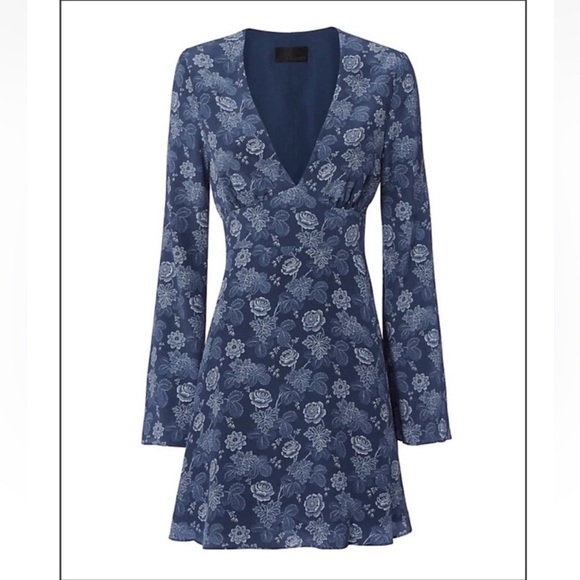 INTERMIX SONYA PRINT DRESS FLORAL V NECK BELL SLEEVE (D10) - Picture 4 of 11